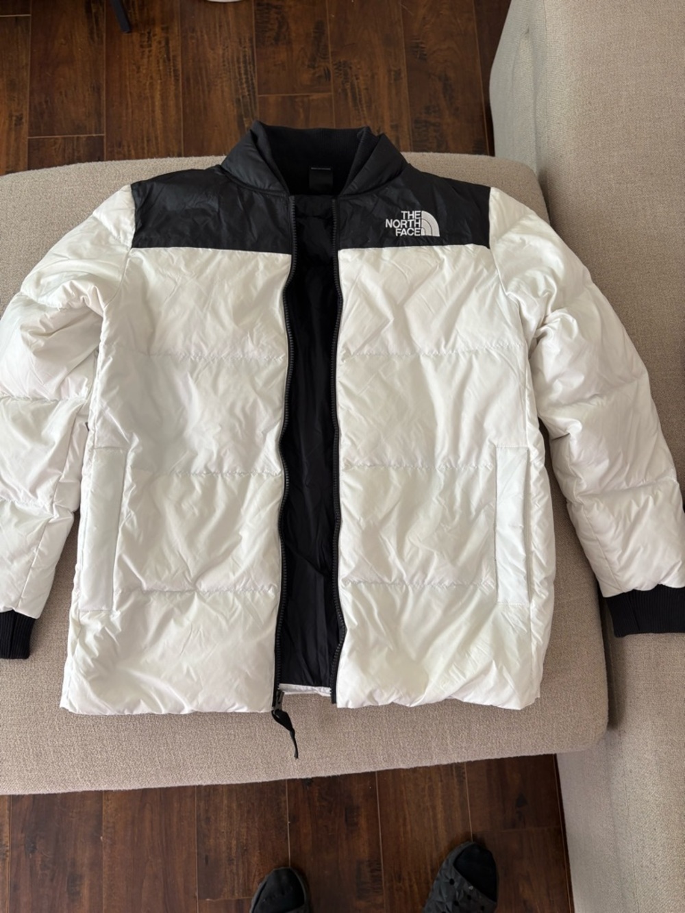 The North Face White and Black Insulated Puffer Coat